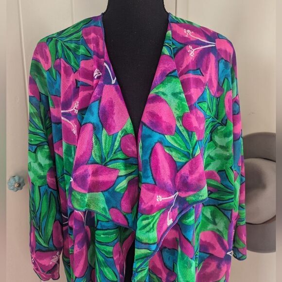 VTG Sirena 70s Retro Desert Glam Mrs. Roper Tropical Beachy Coastal Coverup - Picture 3 of 9